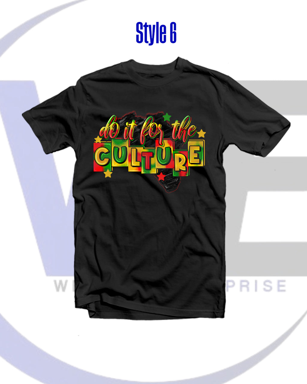 Black t-shirt with colorful text 'do it for the culture' on a white background